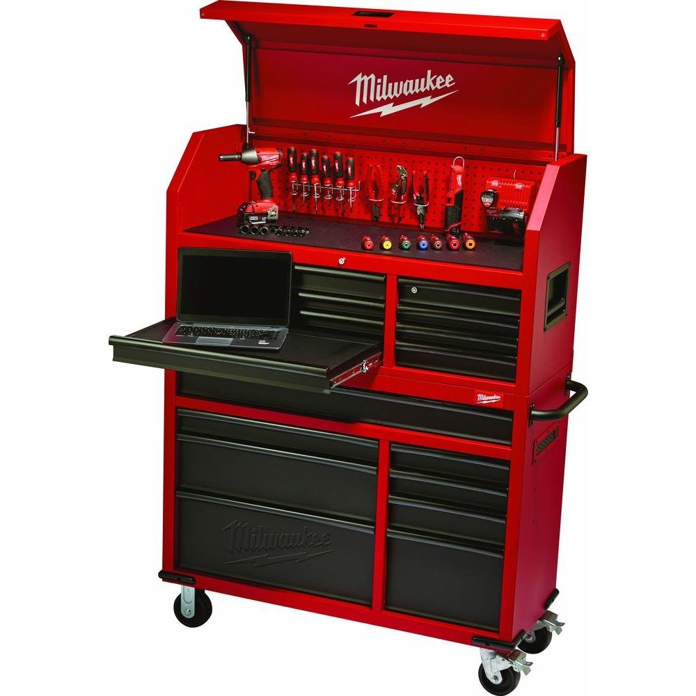 Heavy-duty, Drawer 16 Tool Chest 46 In. and Rolling Cabinet Set, Red and Black, Personal Valuables Storage Drawer with Separate Lock in the Tool Chest - WoodArtSupply