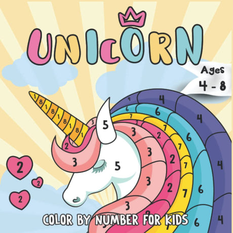 Unicorn Color by Numbers for Kids Ages 4-8: Unicorn Coloring Book for Kids and Educational Activity Books for Kids WoodArtSupply