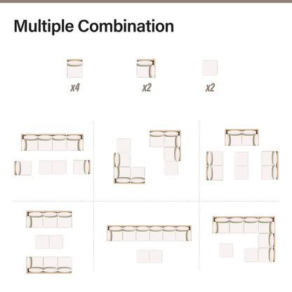 LAUSAINT HOME Outdoor Patio Furniture, 8 Piece Outdoor Sectional Sofa PE Rattan Wicker Patio Conversation Sets,All Weather Patio Furniture Set with Thick Cushions for Garden, Poolside, Backya - WoodArtSupply