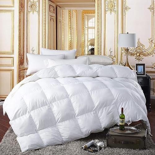 Premium All-Season Full Size Luxury Siberian Goose Down Comforter Duvet Insert 1200 Thread Count 100% Egyptian Cotton Down Feather Comforter (Full, White Solid) EGYPTIAN BEDDING