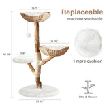 Injollylives Modern Cat Tree Tower, Wooden Cat Tower, Heavy Duty Cat Trees for Large Cats, Unique Handmade Aesthetic Cat Tree with Real Wood Branches, Luxury Boho Cat Furniture, Large InJollyLives
