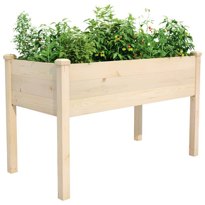 Tiuekes Raised Garden Bed 48.5x24.4x30 Inch, Elevated Wood Planter Box with Legs for Vegetable Flower Herb Outdoors Backyard, Patio, Balcony with Liner (Natural Wood)