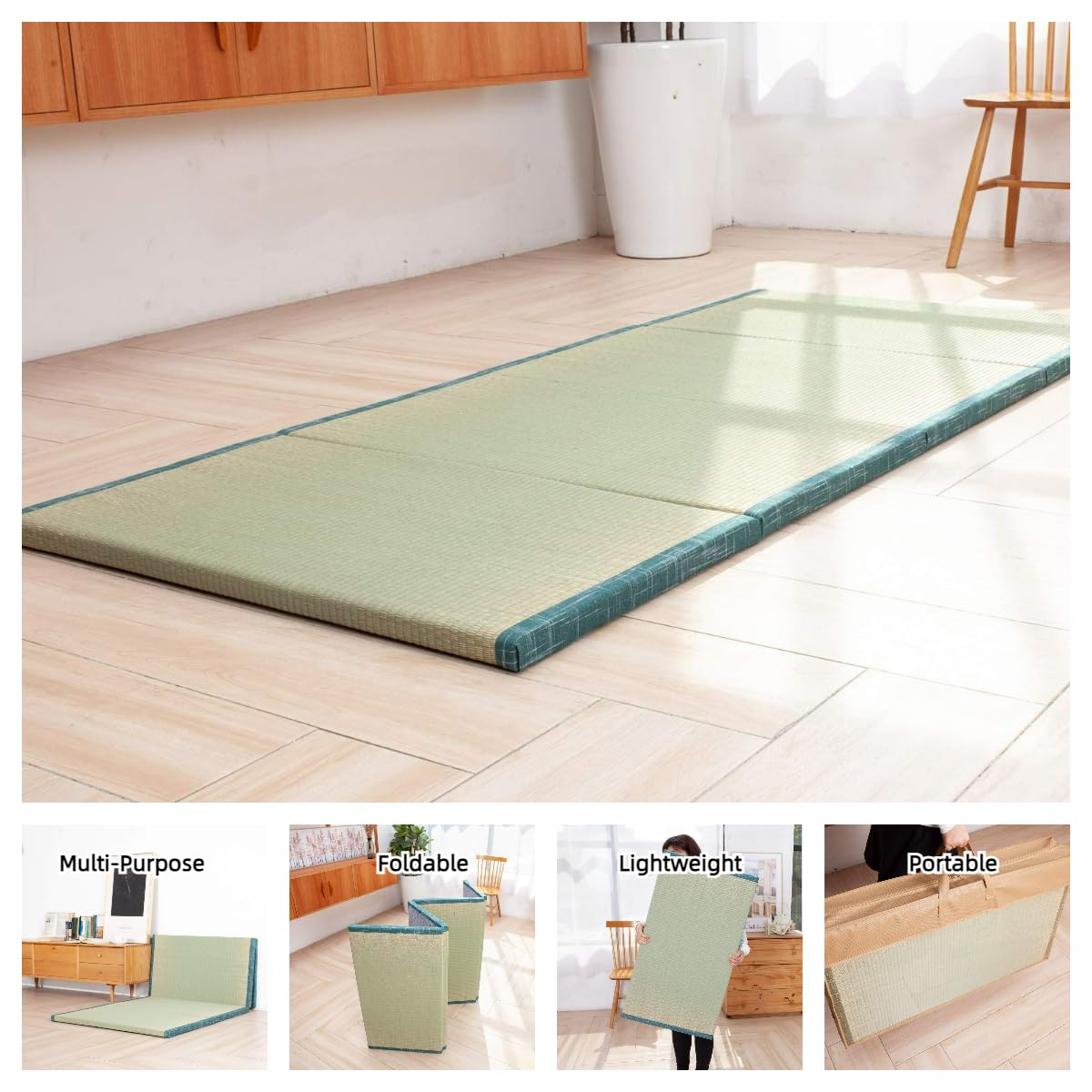 MustMat Tatami Futon Mattress Foldable Tatami Mat Twin Japanese Floor Mattress Rush Grass Floor Bed 35.4"x78.7"x1.2"(1 Piece) MustMat