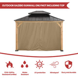 Coastshade Gazebo Pergola Canopy Panel Sidewalls Replacement 10ft Gazebo Pergola Privacy Panels Sidewall for Gazebos with 12Curtain Rings &12Rail Hooks, Khaki CoastShade