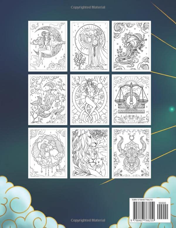 Zodiac Astrology Coloring Book: Astrological Signs and Horoscope Coloring Pages for Adults Majosta