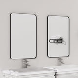 VocalStar Black Bathroom Mirror for Wall, 18 x 26 Inch Rounded Rectangle Metal Framed Bathroom Wall Vanity Mirror Farmhouse, 1/4-inch Shatterproof Glass | Ultra-Flush Hanging VocalStar