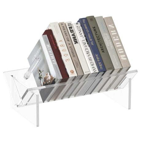 Sumerflos Acrylic Desktop Bookcase, Book Storage Organizer Bookshelves, Clear Mordern Tabletop Storage Rack for Office Home Shelf Display for Cd/Magazine/Book - Clear Sumerflos