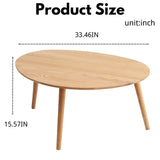 Vadisun Small Oval Coffee Table, Mid Century Modern Coffee Table for Living Room, 100% Solid Oak Wood Side Table, Minimalist Display Center Table (, 33.46''x22.83''x15.74'') Vadisun