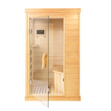 HomeMiYN Far Infrared Saunas for Home, 1 Person Canadian Hemlock Wood Low EMF Dry Sauna Room Indoor Mini Personal Sauna with Carbon Heaters, Control Panel, Bluetooth Speakers, 800W/110V HomeMiYN