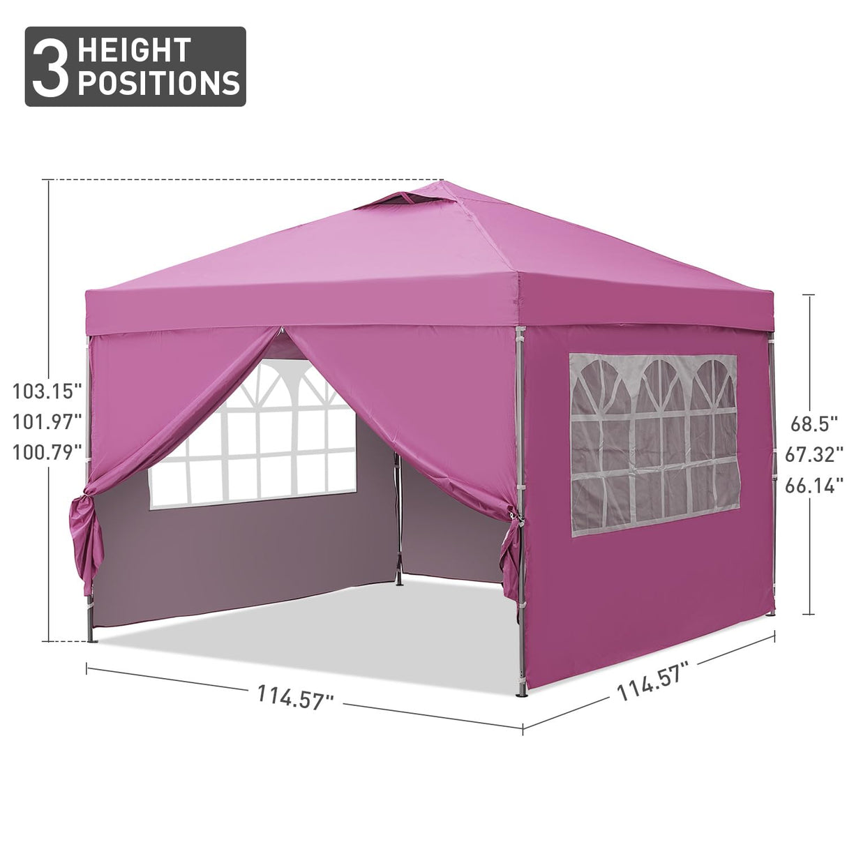 GDY 10x10ft Pop-up Paint Tent, Pink Canopy Tent, Instant Shelter Portable Outdoor Canopies with 4 Removable Side Walls. GDY
