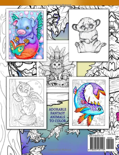 Cute Coloring Book For Adults and Teens: Adorable Fantasy Animals To Color