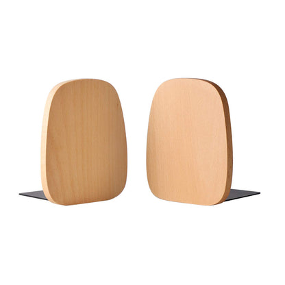 Muso Wood Book Ends for Shelves, Non-Skid Bookends for Heavy Books, Wooden Book Stopper for Home Office and Library (Beech 1 Pair)