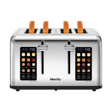 Mecity 4 Slice Toaster Touch Screen Control 4 Wide Slot, Stainless Steel Smart Bread Toaster for Bagel Muffin Waffle, Dual Control Pannel, Timer, Defrost, Reheat, 120V 1650W Mecity