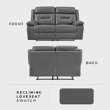 Lexicon Reclining Sofa for Living Room, Double Recliner RV Couch, Manual Wall Hugger Recliner, Home Theater Seating Leather Match Reclining Sofa with Pillow Top Armrests, 62.5''W Loveseat, Dark Grey Lexicon