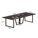 LITTLE TREE 8FT Conference Table for 10 People, Large Meeting Table, Modern Wooden Conference Room Table with Cable Management, Business Training Table with Strong Metal Legs for Office, Black LITTLE TREE