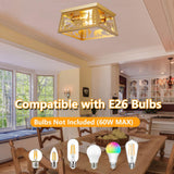 Gold Bear Lamp, Log Cabin Semi Flush Mount Ceiling Light Rustic Modern Farmhouse Golden Bear Light for Bedroom Entryway Living Room Foyer,E26 Base, 12.5" Feohak