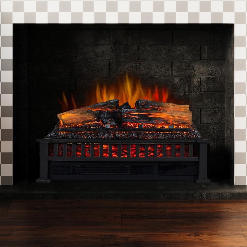 Country Living 27 inch Electric Log Set | 1000 Sq Ft Heater - Log Insert with Infrared Flames | Control with Remote, Alexa or Google