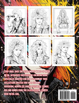 Hair Metal Coloring Book: An Adult Coloring Book Featuring Portraits of Men and Women Rockstars of the 1980s Glam Rock Era WoodArtSupply