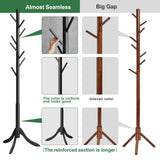kiplant Black Coat Rack Stand, Bamboo Wood Freestanding Coat Tree with 8 Hooks, Hallway Entryway Hat Hanger Organizer Standing for Bedroom, Office, Clothes, Jackets, Bags, Umbrallas kiplant