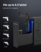 Gun Safe, Slider Biometric Gun Safe for Handgun Mounted Single Bedside Pistol Case with 3 Ways Quick Access Gun Lock Box for Nightstand, Bed, Desk, Wall, Dresser HAWKUNG