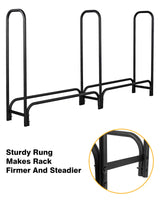GASPRO 8FT Firewood Rack Outdoor with Cover, Adds Sturdy Middle Upright, Heavy Duty Steel Log Rack Wood Holder, Easy to Assemble GASPRO