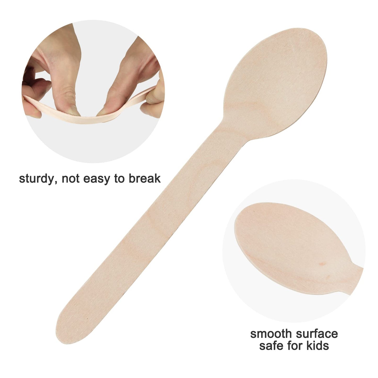 200 Pack Wooden Spoons Disposable - 6.3 Inch Length Biodegradable Cutlery - Compostable Bamboo Spoon For Chocolate, Coffee, Flavor, Ice Cream, Dessert, Parties, Dinners, Catering Services, Gatherings