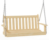 JAMFLY Patio Wooden Porch Swing Outdoor, 2-Seater Bench Swing with Hanging Chains for Outdoor Patio Garden Courtyard Backyard, Natural JAMFLY