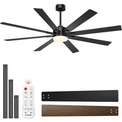 VIVOHOME 72 inch Ceiling Fans with Lights, Flush Mount Large Ceiling Fan with Remote Outdoor Indoor, for Living Room, Bedroom, Patios, 6+1 Speeds Reversible, 3CCT, Dimmable, Timer, Black