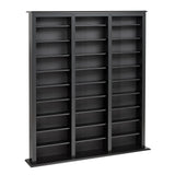 Prepac Barrister 3 Column Tall Storage Cabinet, Black Storage Cabinet with 27 Adjustable Shelves Display DVD for Living Room, 9.5" D x 57" W x 63.75" H Prepac