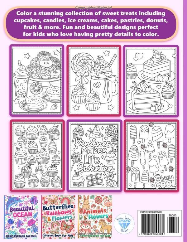 Coloring Book for Kids: Cupcakes, Desserts, Sweets & Treats for Girls Ages 6-12 WoodArtSupply