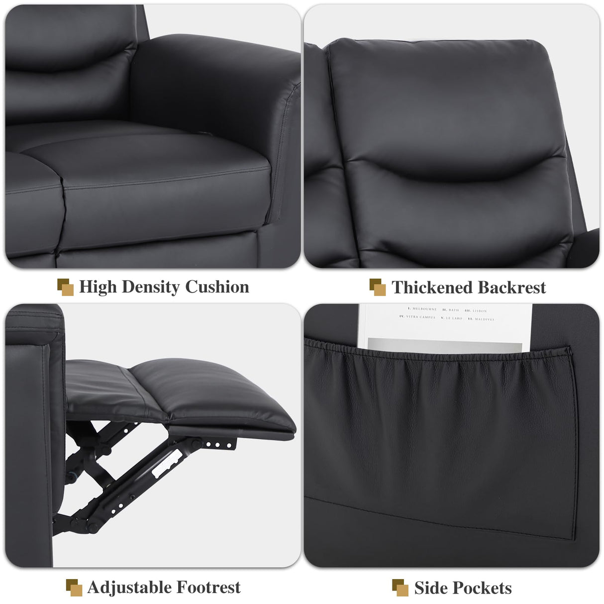 RIHEREFY RV Loveseat Recliner, Double Recliner with Adjustable Footrest/Cup Holder/Side Pocket, RV Wall Hugger Reclining Loveseat, 2-Seater Reclining Sofa Couch for Living Room & Home Theater RIHEREFY