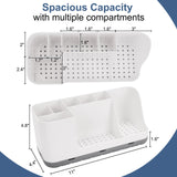 QIYVLOS Bathroom Organizers and Storage, 8 Slots Detachable Toothbrush Holders for Bathrooms, Anti-Slip Bathroom Countertop Organizer with Drainage Hole Vanity Storage (White) QIYVLOS