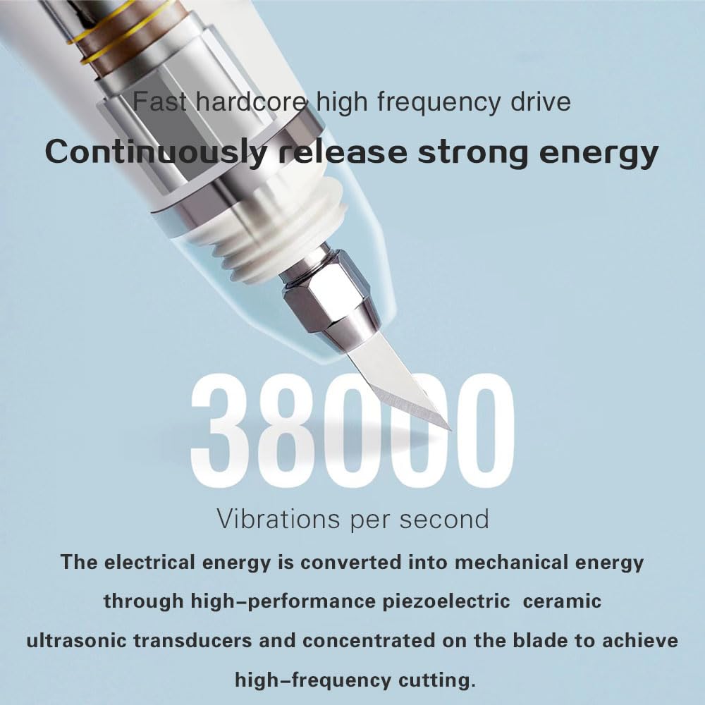 Ultrasonic Cutter for Plastic Leather Resin Acrylic Wood Sheet, Ultrasonic Cutting Knife with 5 Blades Xibelezal