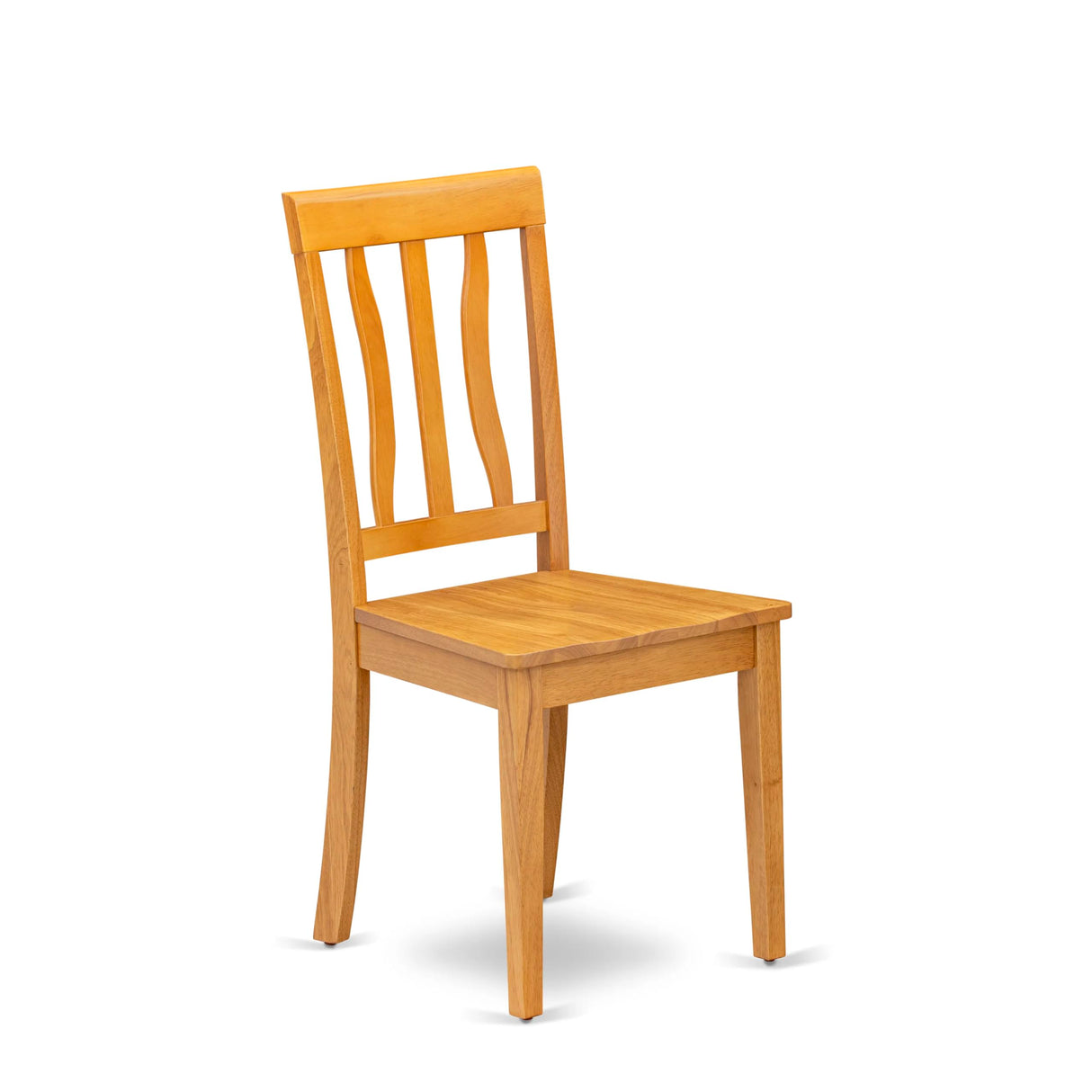 East West Furniture ANC-OAK-W Antique Dining Room Chairs - Slat Back Wooden Seat Chairs, Set of 2, Oak East West Furniture