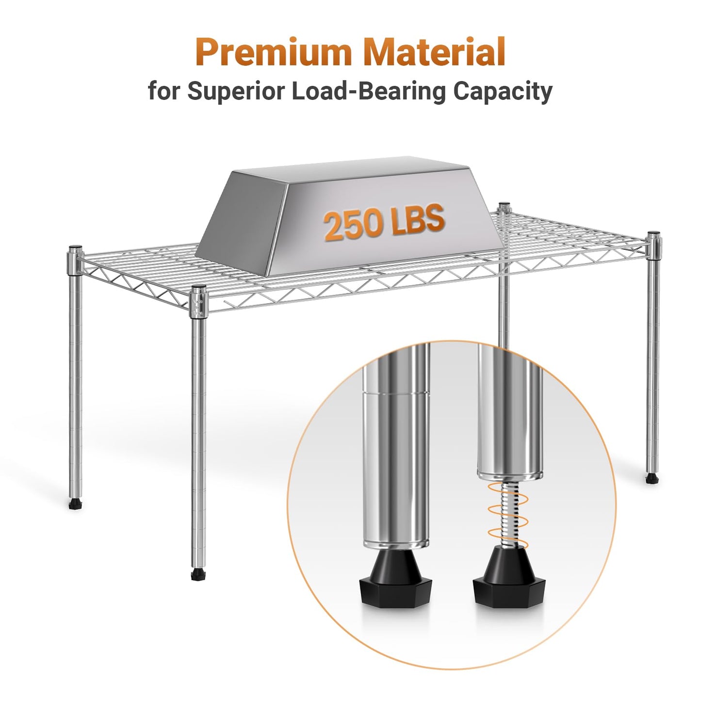 YSSOA 1-Tier Shelving Unit, 29.92" W x 13.78" D x 14.96" H Steel Organizer Wire Rack, Chrome, 2 Pack