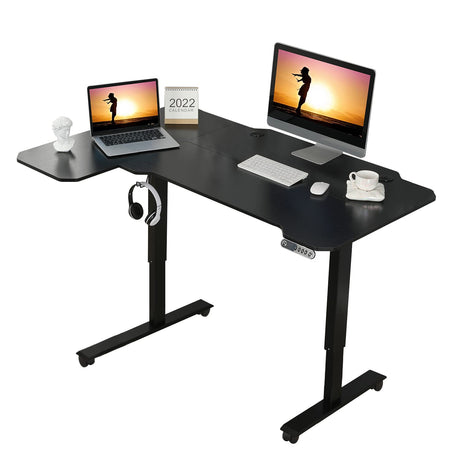 bilbil Height Adjustable Electric Standing Desk, Sit to Stand Desk Home Office Computer Desk, 59 x 29 Black Top, Black Frame bilbil