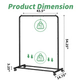 Simple Trending Standard Clothes Clothing Garment Rack with Storage Shelves, Rolling Clothes Organizer on Wheels for Hanging Clothes, Black Simple Trending