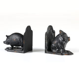 Retrome Pig Bookends, Set of 2 Farmhouse Book Ends, Distressed Gray Retrome