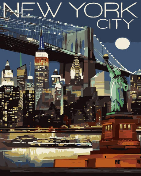Syntego 5D DIY New York City Skyline Diamond Painting Kit Crystal Rhinestone Canvas 30cm x 40cm Syntego