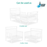 Dream On Me Emma 3 in 1 Convertible Toddler Bed in White, JPMA & Greenguard gold certified, low-to-floor design, built of New Zealand pinewood with the safety of your children in mind Dream On Me