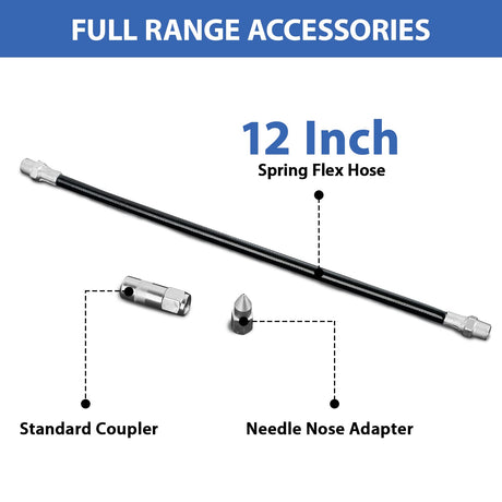 UNOYX 14oz Grease Gun, 6000PSI Heavy Duty Pistol Grip Grease Gun, Car Grease Gun Kit, Standard Coupler and Needle Nose Adapter, for Car Trucks Tractors Marine Bearings UNOYX
