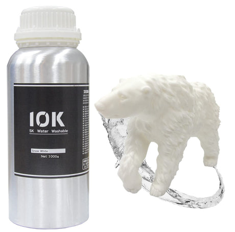 SK 10K Water Washable 3D Printer Rapid Resin LCD UV-Curing Resin 405nm Standard Photopolymer Resin for LCD 3D Printing (Snow White, 1000g) SK本舗
