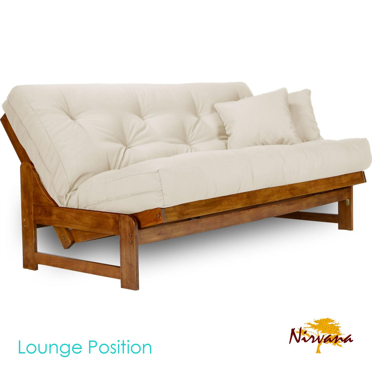 Arden Futon Set - Full Size, Frame, 8" Mattress, Twill Ivory Cover Nirvana Futons