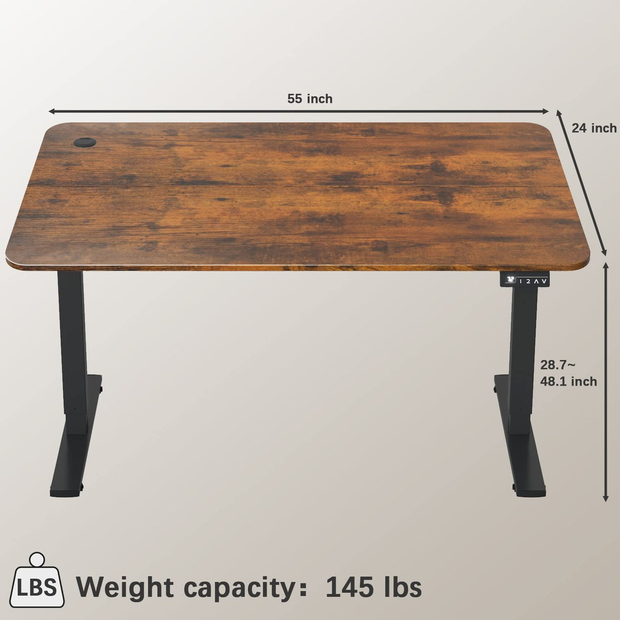 Furmax Electric Height Adjustable Standing Desk Large 55 x 24 Inches Sit Stand up Desk Home Office Computer Desk Memory Preset with T-Shaped Metal Bracke, Brown Furmax