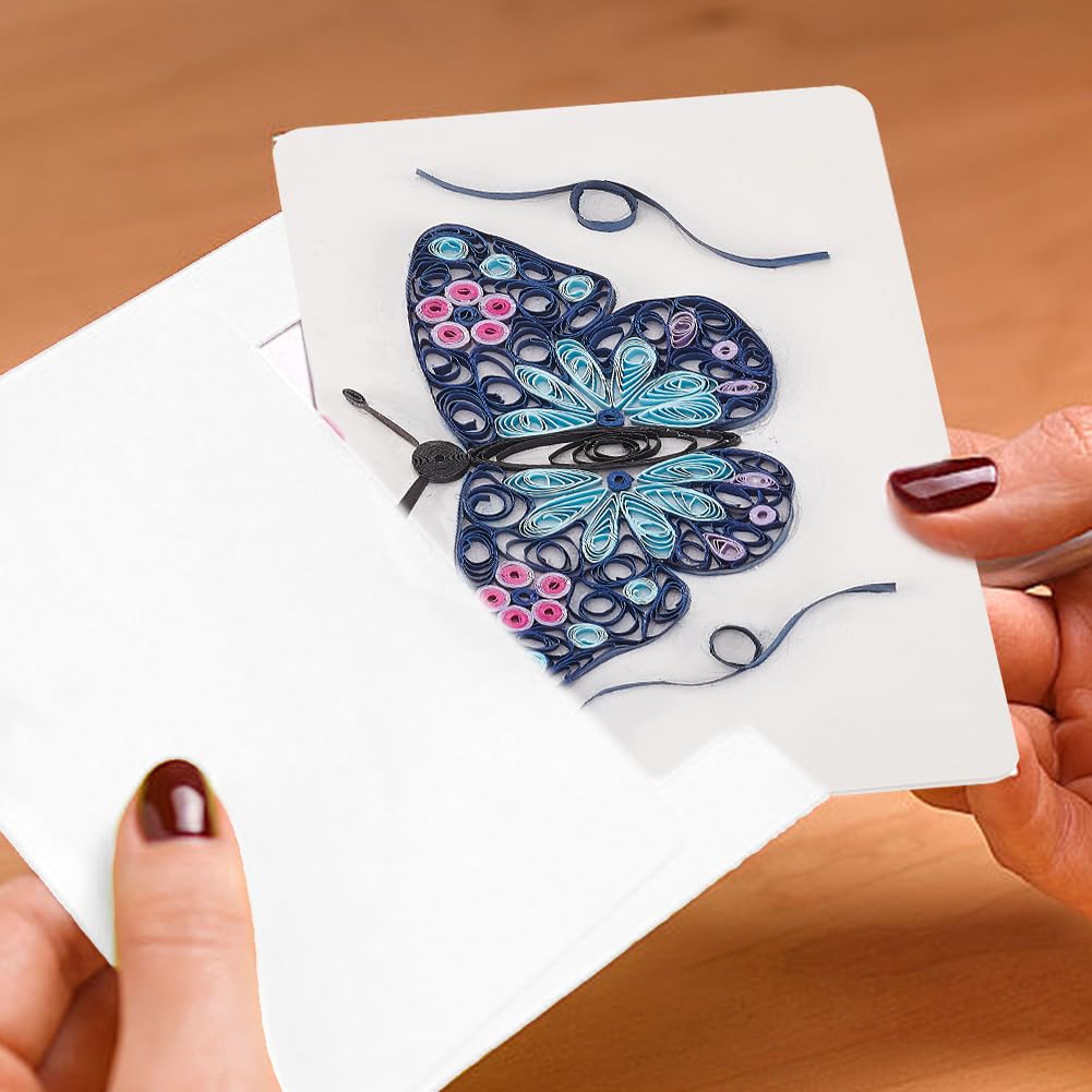 WEBEEDY 20 Sets DIY Butterfly Paper Quilling Kit for Adults Beginners Greeting Card Making with Envelope and Instruction,DIY Animal Cards for All Occasions for Birthday,Holiday,New Year,Thanksgiving WEBEEDY