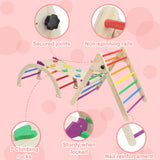 EDOSTORY 5 in 1 Pikler Triangle Set, Indoor Playground and Gym for Kids, Foldable Wooden Montessori Climbing Set Triangle Ladder Set with Slide and Climbing Ramp, Gift for Boys Girls(Rainbow) EDOSTORY