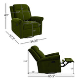 360° Swivel Recliner Chair with Adjustable Backrest, Manual Rocking Recliner Home Theater Manual Recliner Chair with Metal Base and Velvet Fabric for Living Room (Green, 2) JIVOIT