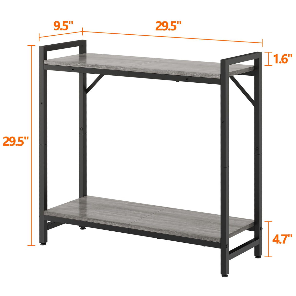 Livofloral Narrow Console Table, Small Entryway Table, Sofa Table with 2 Support Bar, Industrial Couch Table, Thin Side Table, Display Table for Living Room, Hallway, Bedroom, Foyer, Grey Livofloral