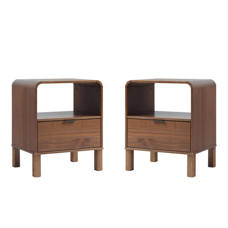 Elias Modern Curved-Frame Solid Wood Nightstand Walker Edison