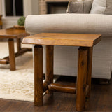 Southern Rustic Logwerks Rustic Log Live Edge End Table – Small Indoor End Table or Night Stand Table Live Edge Wood (Honey Pine) Southern Rustic Logwerks